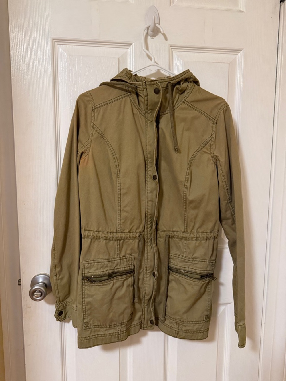 Hollister Olive Green Hooded Anorak Jacket